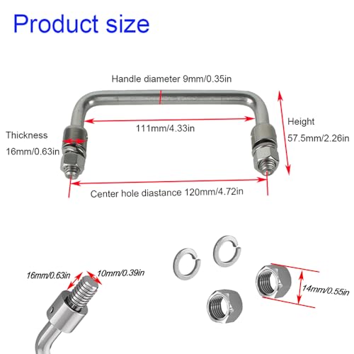 Image of 304 Stainless Steel Folding Handle 90 Degree Folding Pull Handle,Cabinet Handle Toolbox Handle,2 Pack (Hole Center 4.72in)