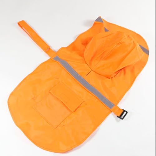 NACOCO Large Dog Raincoat Adjustable Pet Water Proof Clothes Lightweight Rain Jacket Poncho Hoodies with Strip Reflective (XXL, Orange) — view 2