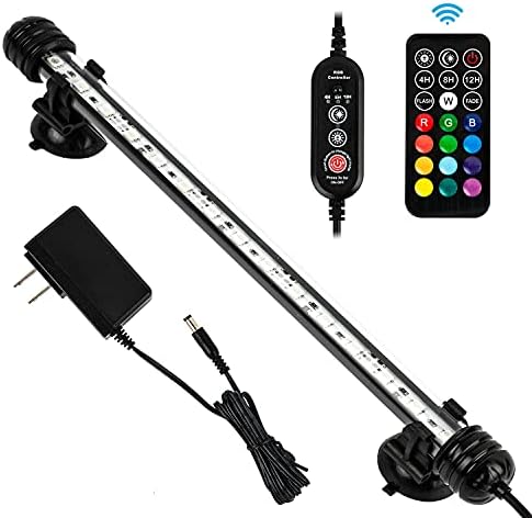 iKefe 11" Timer Color Changing LED Fish Tank Aquarium Submersible Light with Remote/Colored Aquarium LED Tank Lights Fixture for Underwater Decorations, Plant Grow, Saltwater Freshwater Fish, KT6011