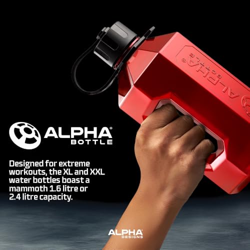 Alpha Designs | 1.6 Litre Water Bottle | Large Drinks Water Jug | Gym, Holiday, Travel | Red