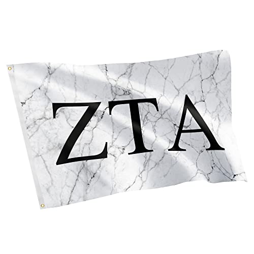 Desert Cactus Zeta Tau Alpha Sorority Flag Greek Letters Banner, 3x5 Feet Light Marble Design - for Sorority Decor, Events, and ZTA or Zeta Pride Display
