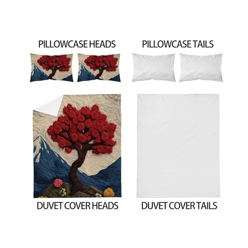 Parure housse de couette en microfibre imprimé 3D arbre de couleur
