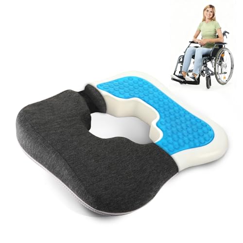 Gel Wheelchair Cushions for BedSores Prevention,Bed Sore Pad Cushion for Butt - Pain Relief for Long Sitting & Relieve Sciatica, Back, Tailbone, Pressure Sore and Ulcer Pain for Pregnant and Elderly