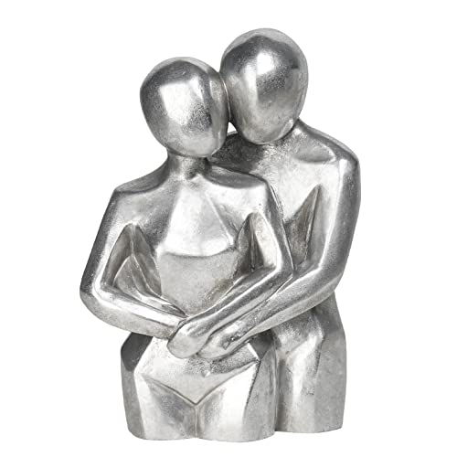 Guichifun Modern Home Decor Lover Statues - Romantic Abstract Hug Couple Statues Silver Resin Collectible Figurines Anniversary Wedding Gift for Livingroom Office Shelf Décor 7.25 x 4.25 x 10.5 Inch