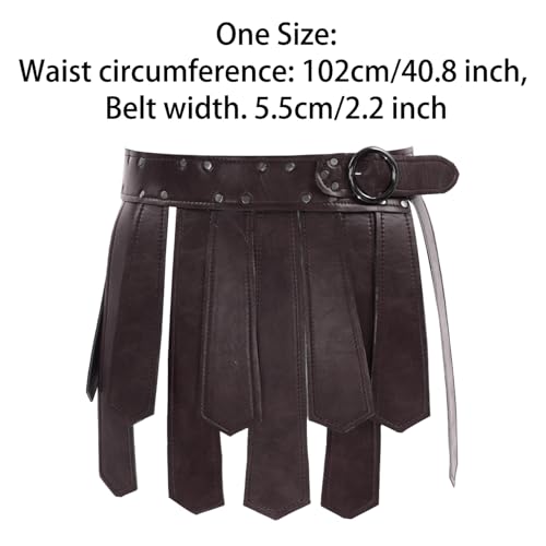 Medieval PU Leather Roman Tassel Skirt Adjustable Viking Warrior Fringe Belt3