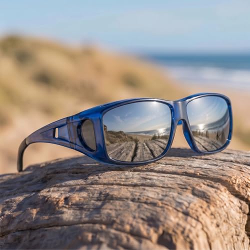 Image of SIPHEW Mirrored Sunglasses Polarized Fit Over Glasses for Men&Women | Wrap Around Sun Glasses,UV400 Protection,Lightweight & Comfortable,Driving,Outdoors