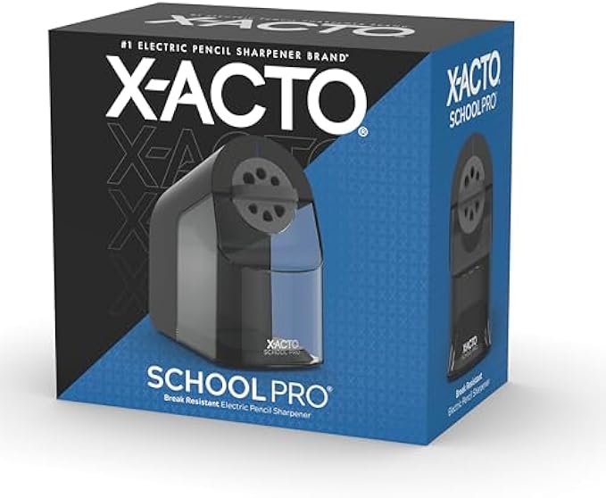 X-ACTO Pencil Sharpener, SchoolPro Electric Pencil Sharpener, Heavy Duty Electric Pencil Sharpener for School, Classroom and Teacher Supplies, Perfect Addition to Homeschooling Supplies, Black