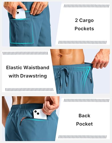 Image of Pudolla Men's Hiking Cargo Shorts with 5 Pockets Lightweight Casual Shorts