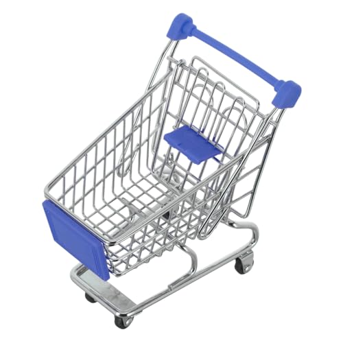 NOLITOY ショッピングカート 台車 カリートパラスーパー ミニアインカウフワーゲン ドールハウスの装飾 ミニモデルのおもちゃ Blue