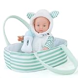 DONTNO 12 Inch Baby Doll with Bassinet Bed,Reborn Alive Doll Includes Doll Clothes,Hat,Shoes,Bottles,First Baby Dolls for Toddlers 36 Months and Up
