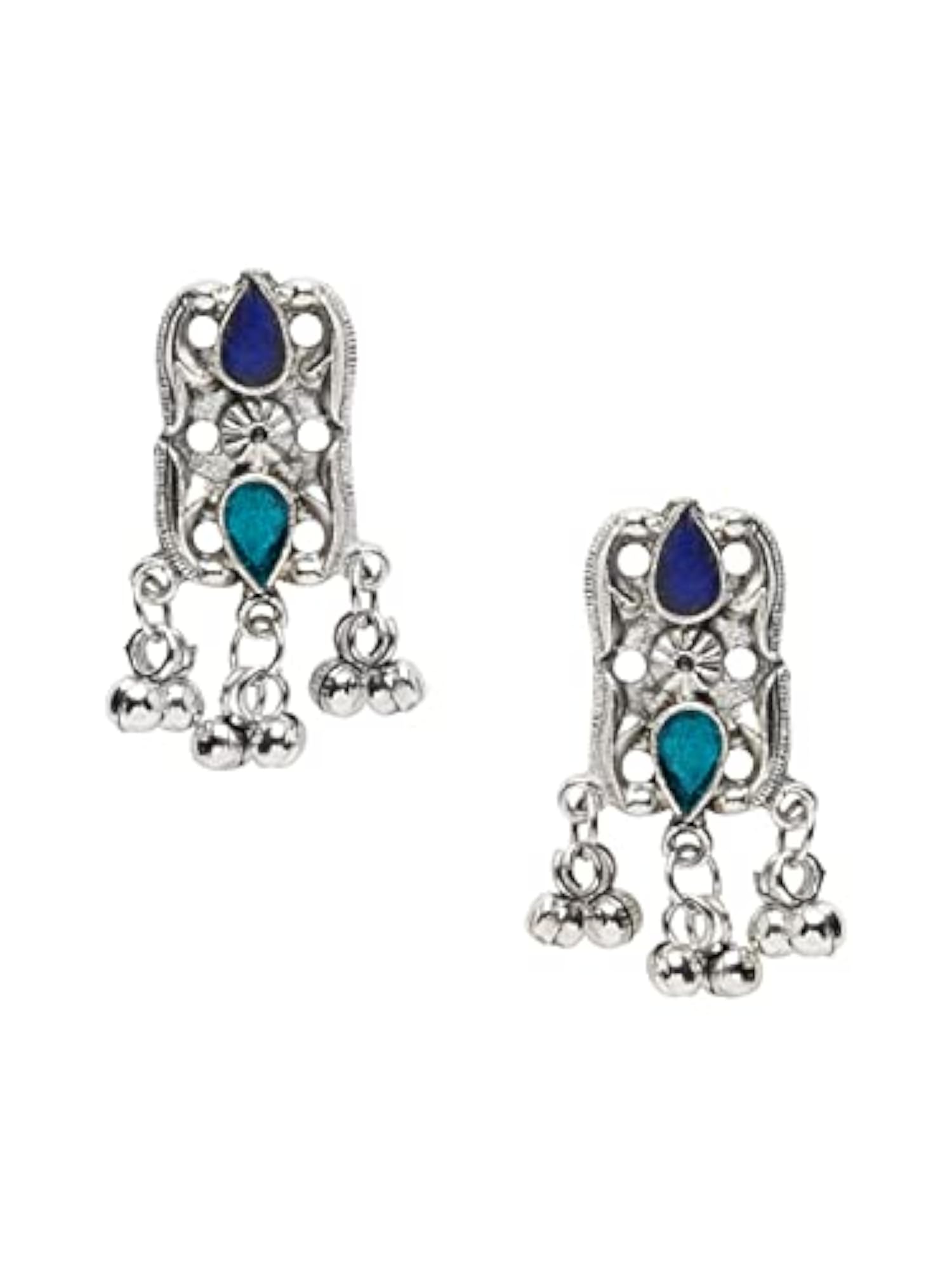 Oxidised Silver Afghani Tribal Necklace Jewellery Set with Earrings