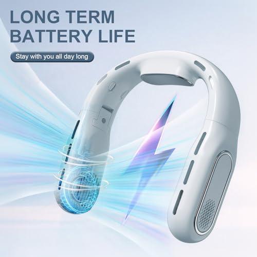 Ventilador de cuello recargable manos libres con flujo 360° para viajes 5