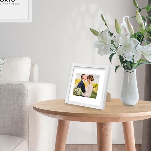 8x8 White Oak Wood Picture Frame - 8x8 Photo Frame, 8x8 Picture Frame Wood, Natural Solid Wooden Picture Frames for Wall Art Photo and Prints (3 Pack, White)