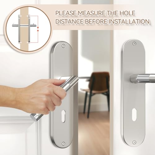 Bwintech 1PC 72mm Zink Türgriffe auf Platte mit Schlüsselloch Montage für Innentüren ，Vordertür, Holztür