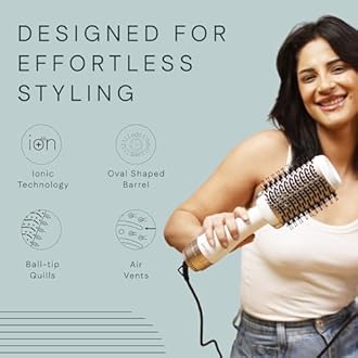 Winston 2-in-1 Hair Styling Blow Brush for Women - 1200 Watts | Hot Air Brush, Hair Volumizer Brush, Hair Blow Dryer Brush with Charcoal Bristles for Salon-Quality Volume and Shine (White) - 1-Year Warranty