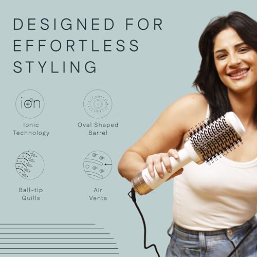 Winston 2-in-1 Hair Styling Blow Brush for Women - 1200 Watts | Hot Air Brush, Hair Volumizer Brush, Hair Blow Dryer Brush with Charcoal Bristles for Salon-Quality Volume and Shine (White) - 1-Year Warranty