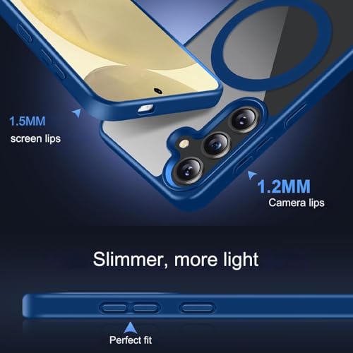 Image of DIZORO Compatible Samsung Galaxy A17 5g Case,Compatible with MagSafe, Non Yellow Military-Grade Drop Protection & Hard PC Back Cover Slim Transparent Anti-Scratch Shockproof Phone Case - Blue