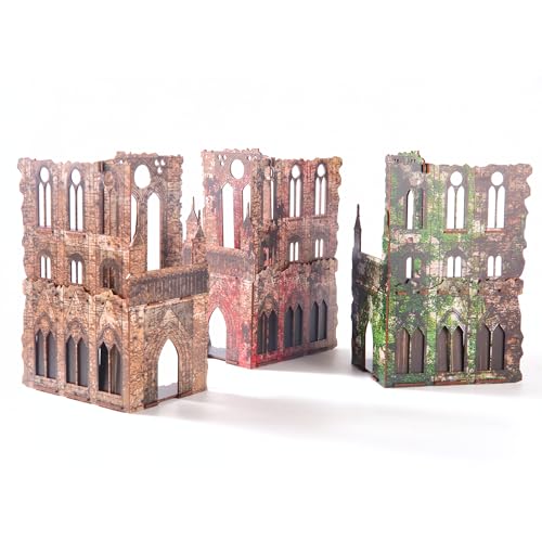 Set di Terreno Rovine Epiche per WH40K, DND, Pathfinder - Accessori Modulari per Wargame Miniature 28mm, Scenari di Battaglia TTRPG, Edifici Dipinti, Kit Creazione Zona di Battaglia per Warhammer 40K