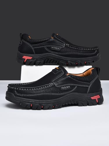 Men's Casual Leather Loafers Slip-On Moccasins Comfort Non-Slip Walking Shoes Breathable Soft Sole Office Driving Shoes3