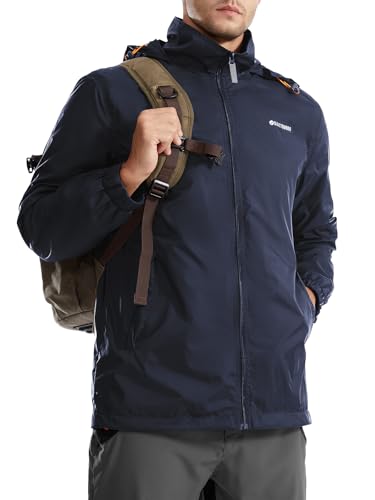 Mens Waterproof Jacket Outdoor Lightweight Hooded Windbreaker Travel Hiking Windproof Raincoat2