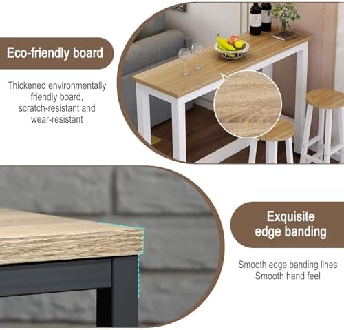 Narrow Rectangular Bar Table - Counter Height Dining Table for Kitchen, Restaurant, Cafe, Dessert Shop, Living Room, Balcony - Stylish & Space-Saving Design