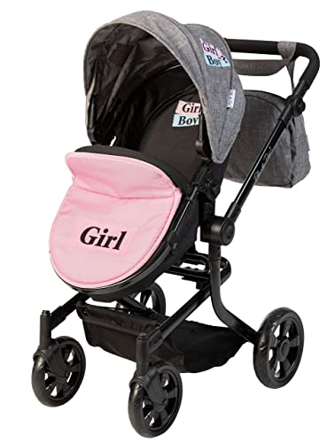 ELLA & PIET® Puppenwagen MOOVE4 mit Wickeltasche 2in1 Girl und Boy (Schwarz-Grau) – Bild 7