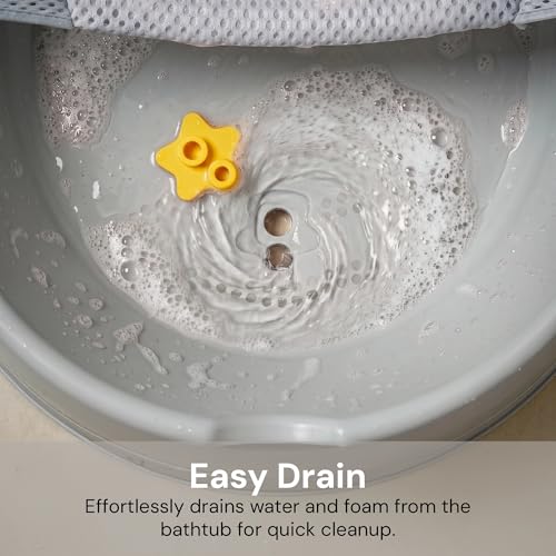 Image of Baybee Whale Baby Bath tub for 0 to 5 Years | Baby Bath Tub for Kids with Soft Mesh Cushion Support & Easy Drains | Bather & Bathtub for Newborn Boys Girls | Mini Swimming Pool for Babies (Grey)