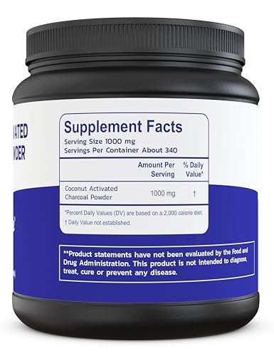 Image of Zen Principle Coconut Activated Charcoal Powder. Whitens Teeth, Rejuvenates Skin and Hair, Supports Better Digestion. USA-Owned Producers, Free Scoop, 12 Oz