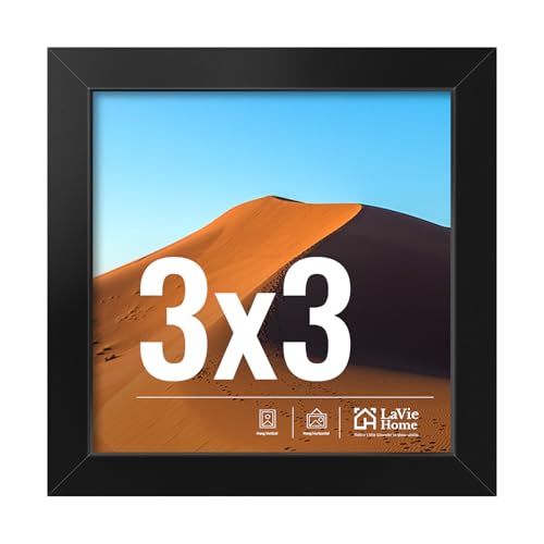 Image of LaVie Home 3x3 Picture Frame for Wall Display, 3x3 Black Picture Frame with HD Plexiglas, 3 x 3 Frame 1 Pack, Display Frame for Vertical or Horizontal, Classic Collection