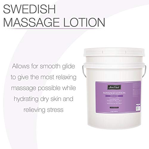 Bon Vital' Swedish Massage Lotion For Skin Tone Improvement, Dry Skin Repair, Increased Circulation, And Stress Relief, Great For Swedish And Sports Massages, 5 Gal, Label May Vary #TOP1