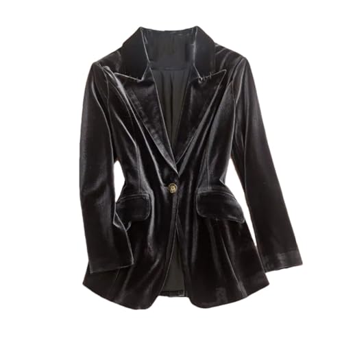 Blazer long pour femme costume slim élégant gris haut de gamme L