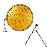 Handpan Drum Instrument Steel Tongue -13 Inch 15 Notes Steel, F Major Hand Pan Percussion s For Adults, Rubber Xylophone Mallet Percussion With Wood Handle(C)