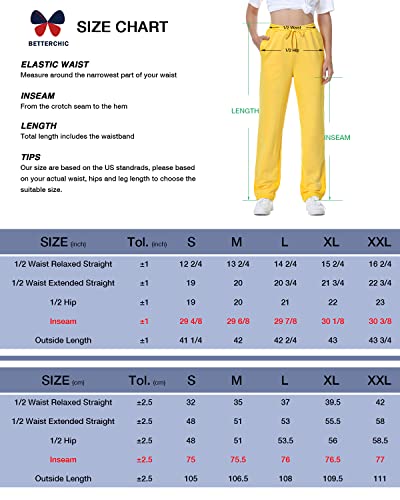 Betterchic Women’s Sweatpants Antistatic Micro Fleece Sweat Pants With Pockets Straight Leg Sweatpant For Women (Yellow, S) #TOP5