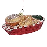Cody Foster Cheeseburger and French Fries Basket Glass Christmas Ornament 4 1/2 x 2 in