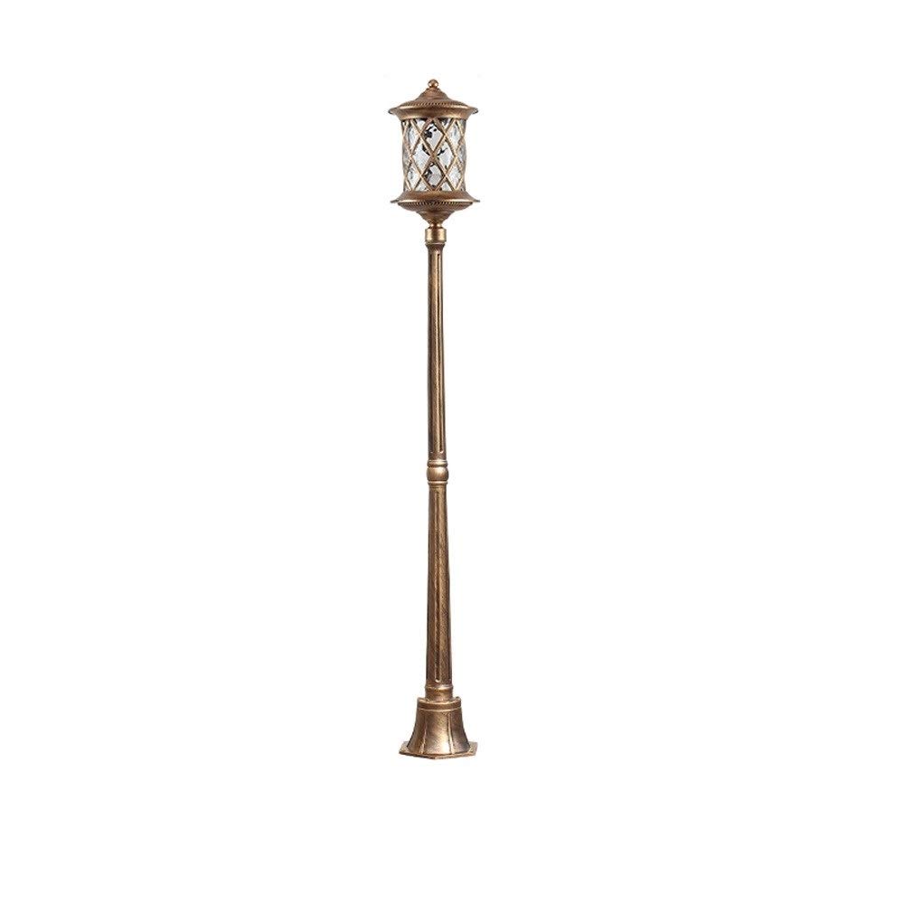 QUSYZD Lamp Post Lights Outdoor, Lamp Post Lights, Creative European Outdoor Lighting Street Lights E27 Glass Lampshade Bright Landscape Lamp Ip54 Professional Waterproof Garde,Brass-Height 170cm