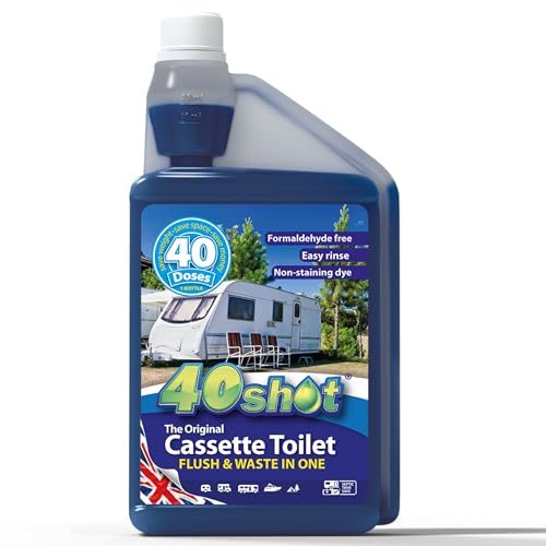 Blue Motorhome & Caravan Toilet Chemical Fluid 1L 40 Doses 2in1 Cassette
