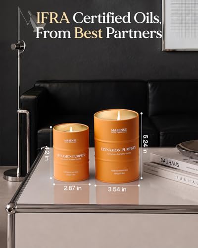 Image of M&SENSE Cinnamon Pumpkin Scented Candles Large,Christmas Soy Candles,21.2oz 120 Hour Slow Burning,Aromatherapy Candle for Stress Relief Meditation Relaxing,Christmas Decor