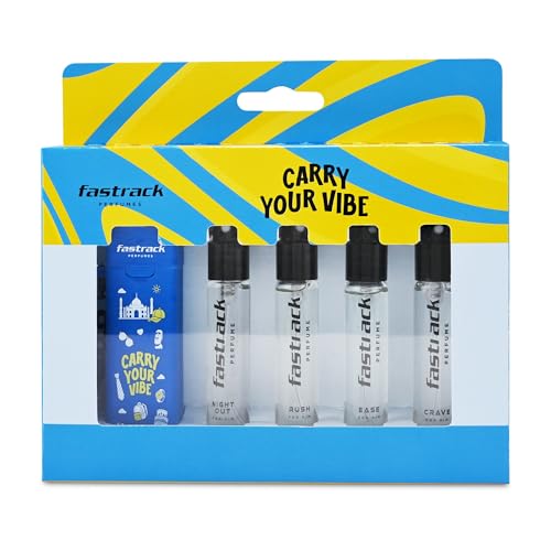Image of Fastrack Discovery Perfume for Men | Best for travel & for gift | 8 ml x 4 Premium Scents- Ease, Night Out,Crave & Rush | Fresh & Woody | 32 ml