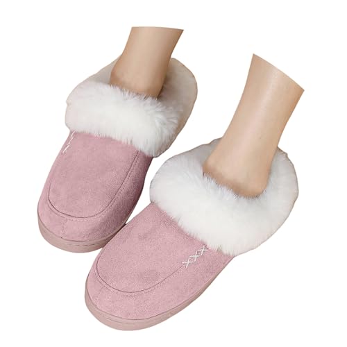 Platform Slippers for Women,Women's Fuzzy Platform Slippers Soft Furry Fluffy Slipper Cozy Warm Slip On Slipper Indoor and Outdoor Anti-Slip Sole
