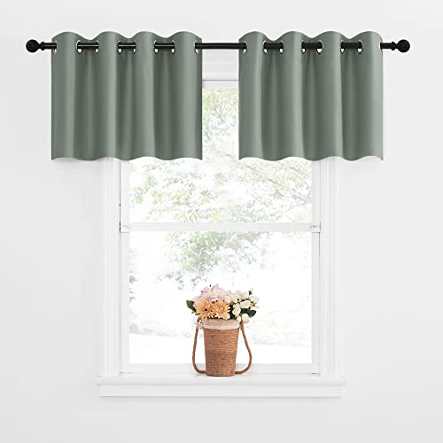 NICETOWN Short Christmas Tiers Blackout Valances, Room Darkening Kitchen Curtains, Living Room Triple Weave Window Curtains Topper Treatment for Bedro