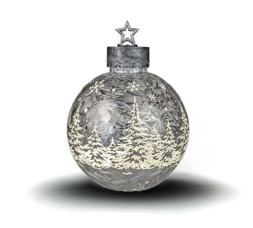 formano Deko-Kugel Silber- Frosty 29cm mit LED Licht Timer Beleuchtete...