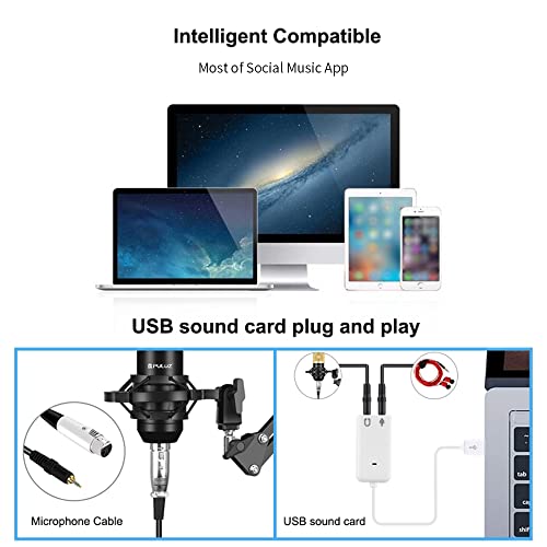 CGTOLOS Microfone condensador S-tudio Broadcast Kits de canto com braço de suspensão e suporte de me