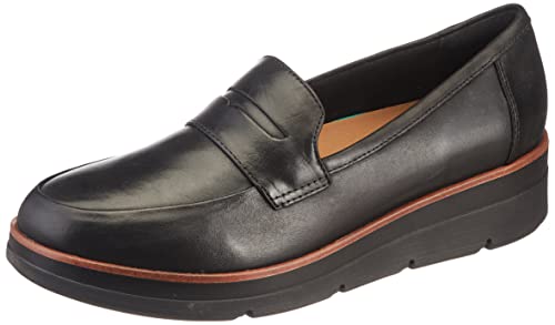 Clarks Women's Shaylin Step Black Leather Loafers-7 UK (26153589