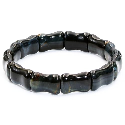Bule Tiger Eye Stone Bracelet for Men Women Natural Crystal Gemstone Bracelet Premium Mens Tiger Eye Beads Bracelets, Unltimate Energy Protection Bracelets Healing Crystal Gift for Husband
