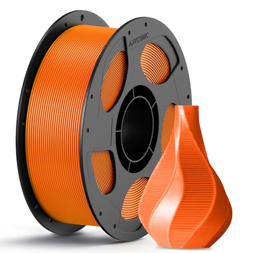 ANYCUBIC PLA Filament 1.75mm, 3D Printer Filament, Intelligent Identification, Dimensional Accuracy +/- 0.02mm, 1KG Reusable Spool Orange 1kg 1kg pla (Orange）