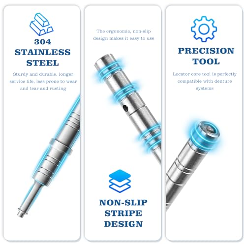 Image of Denture Locator Caps Removal and Seating Core Tool, 3 Tools in 1 Compatible with Zest Legacy Locators, Overdenture System Features Core Locator Tool, Removal Tool, Seating Tool and Anchor Driver