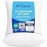 Flowen Cojines Sofa 50x50 Almohadones 2 Unidades Decorativos Relleno Cojin Hipoalergénico Antiácaros y Suave Cuadrado con Funda Exterior Almohada Respirable en Poliéster Blanco