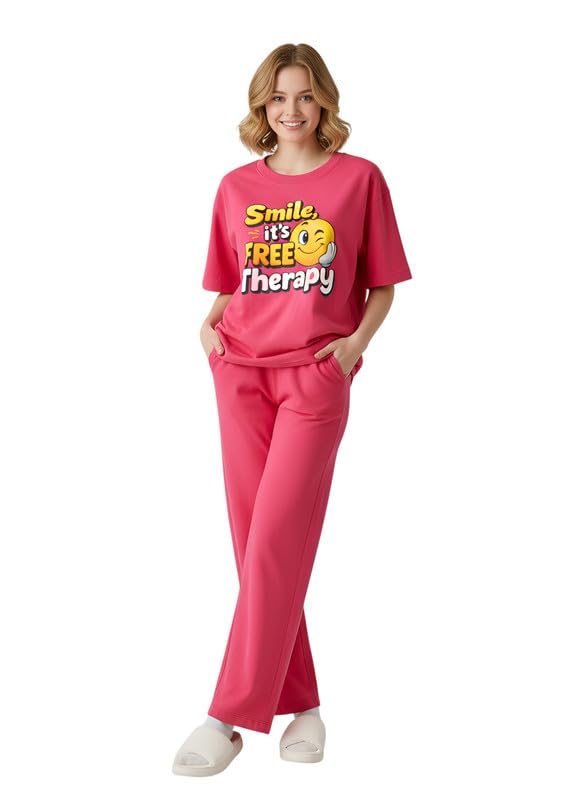 Image of My Swag Women Night Suit Cotton | Stylish Printed T-Shirt Pajama Set | Comfortable Sleepwear, Lounge Wear & Daily Home Wear | Plus Size