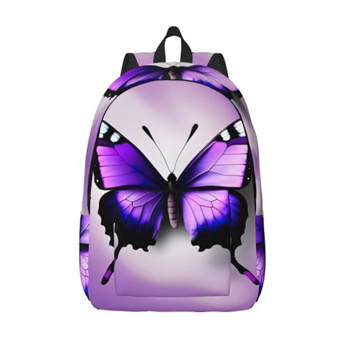 Mochila de mariposas moradas para laptop de mujer