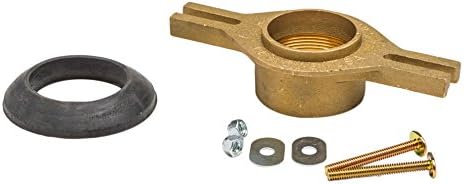 BKT110; 2" Threaded Brass Urinal Flange with Horizontal Slots Kit with Spud Gasket and Hardware; Mounts to Any Urinal with 4", 5", 6" Flange Mount Centers or Any Fraction Thereof